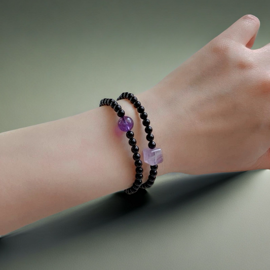 Amethyst × Black Onyx Energy Bracelet