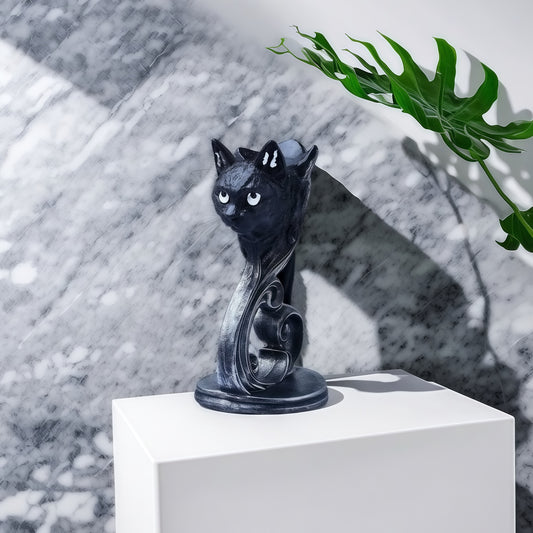 Black Cat Decor Figurine × Crystal Ball Display Stand