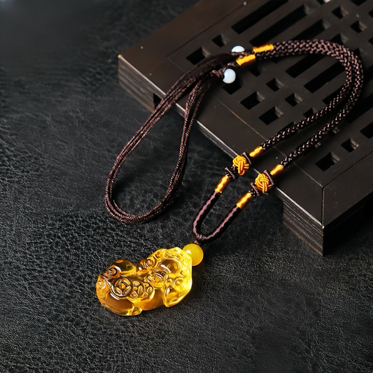 Brazilian Natural Citrine PiXiu Pendant Necklace