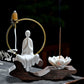 Buddha Stones Porcelain Lotus Healing Incense Burner