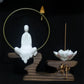 Buddha Stones Porcelain Lotus Healing Incense Burner