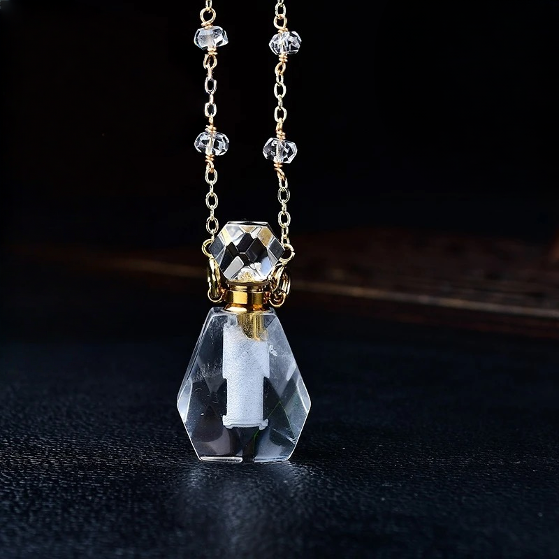 Crystal perfume bottle necklace