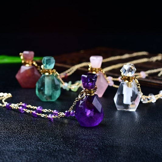 Crystal perfume bottle necklace