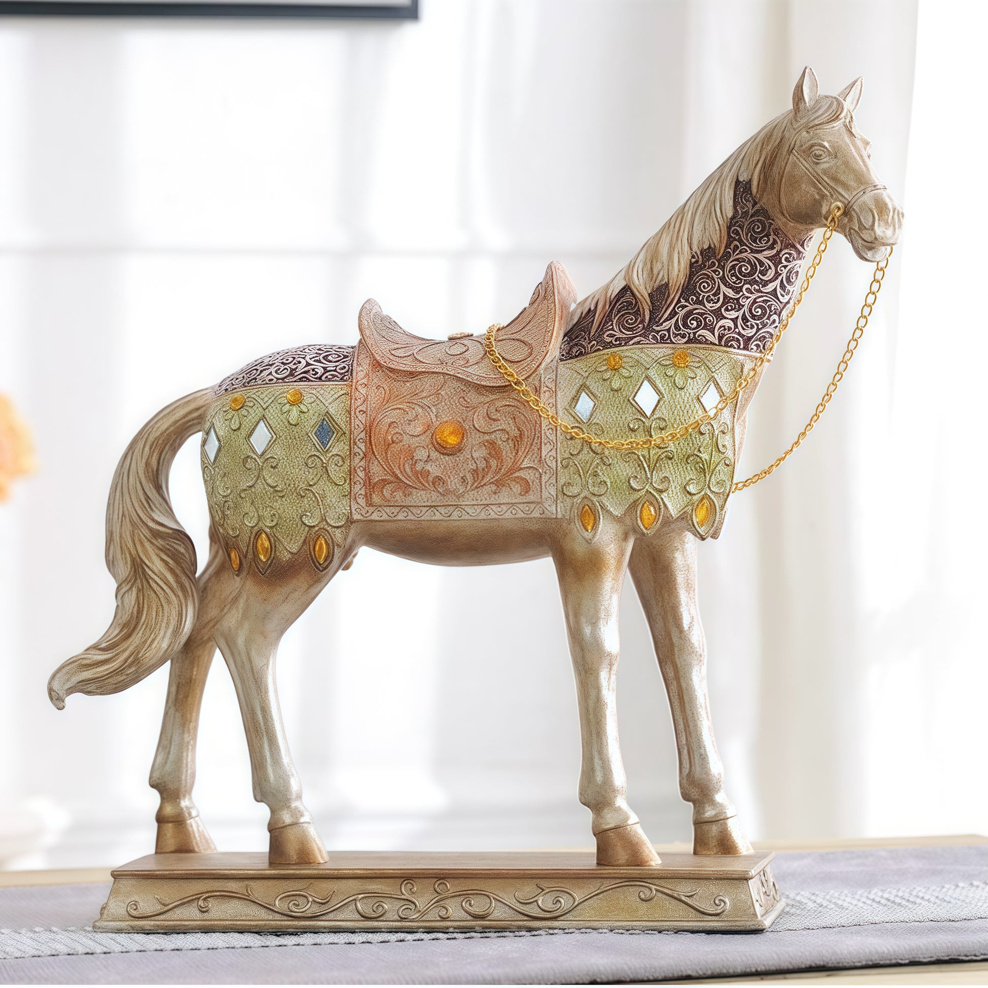 Diamond Horse Statue for Wealth Feng Shui Decor