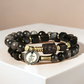 Ebony Wood × Silver Sheen Obsidian Bracelet