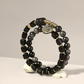 Ebony Wood × Silver Sheen Obsidian Bracelet