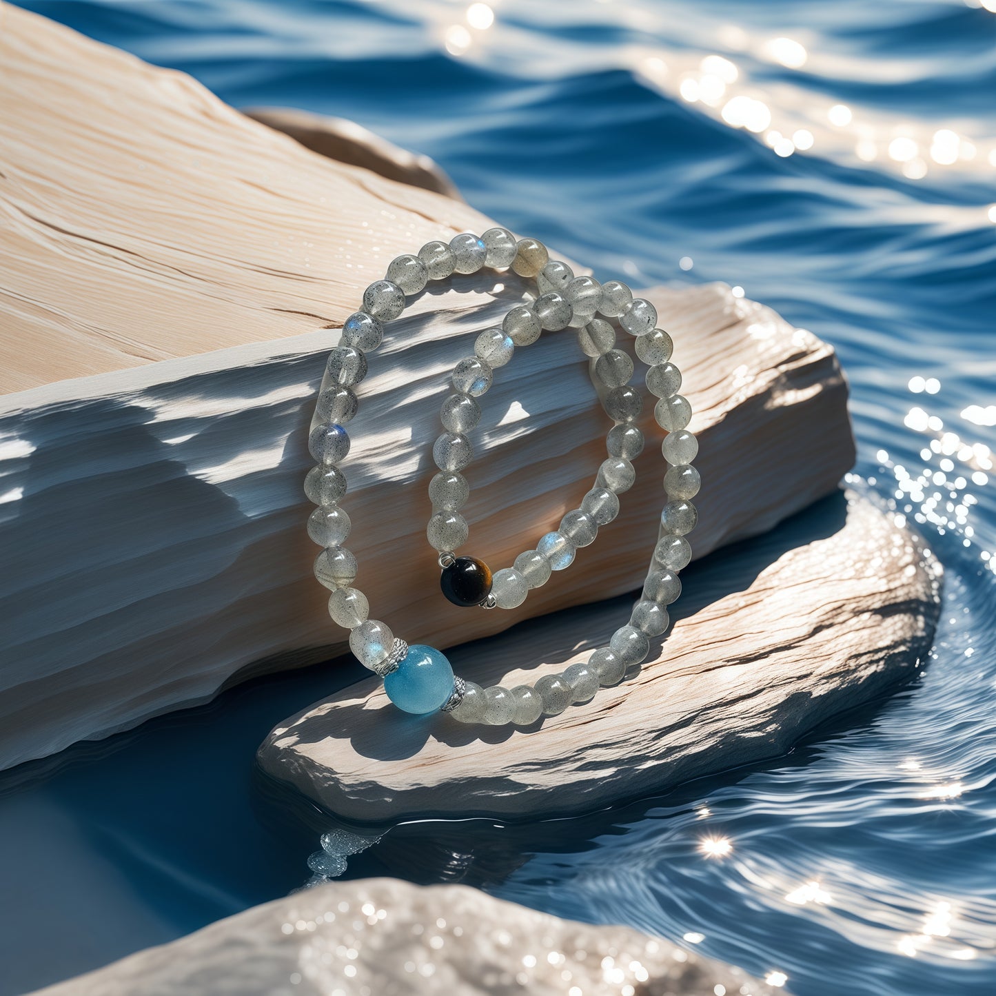 Gray Moonstone × Tiger’s Eye Energy Bracelet
