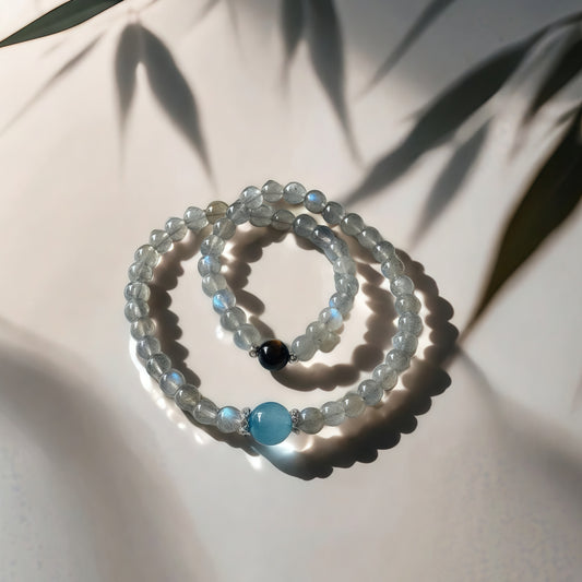 Gray Moonstone × Tiger’s Eye Energy Bracelet
