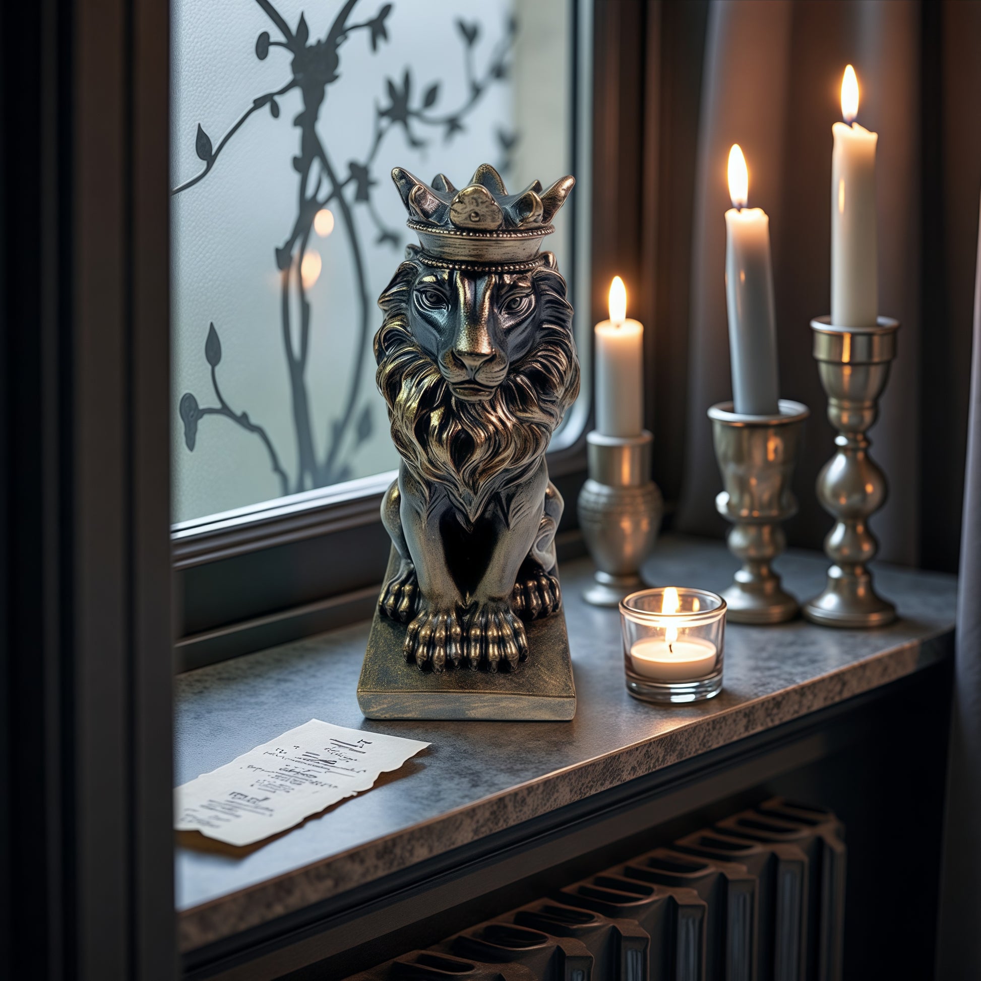 Lion Sculpture Figurine ×  Display Crystal Ball Stand