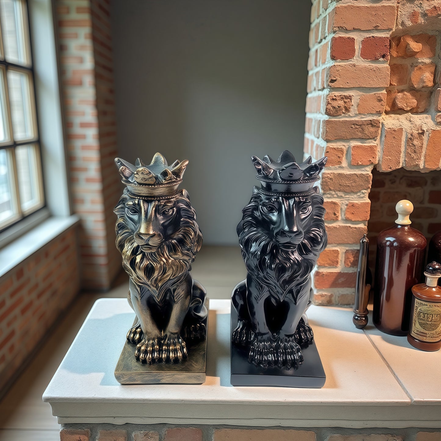 Lion Sculpture Figurine ×  Display Crystal Ball Stand