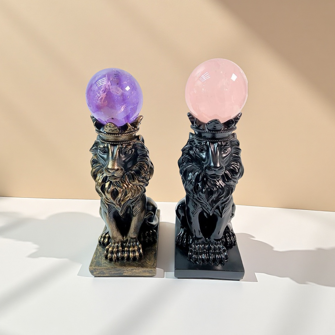 Lion Sculpture Figurine ×  Display Crystal Ball Stand