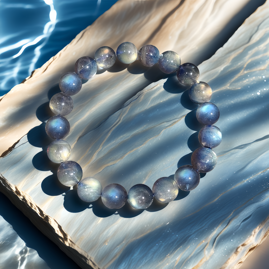 Lunar Guardian Gray Moonstone Crystal Bracelet