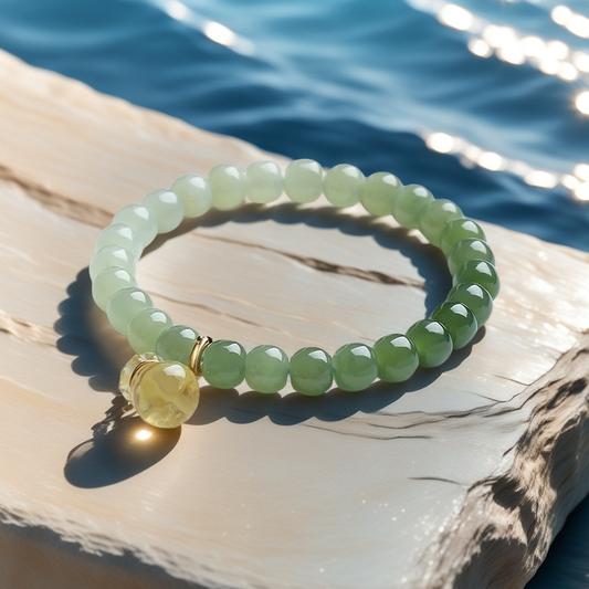 Pulseira com pingente de saco de dinheiro em jade natural