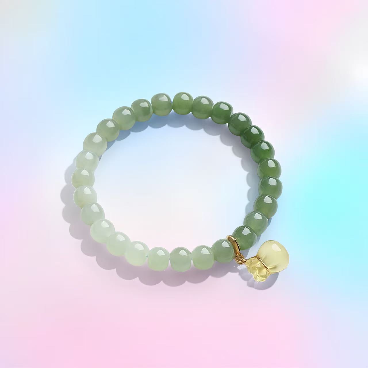 Jade Charm Bracelet with Money Bag Bead