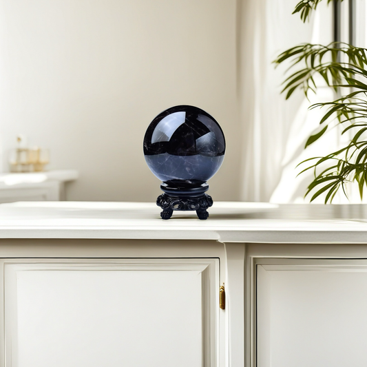 Natural Obsidian Crystal Healing Ball Sphere with Stand