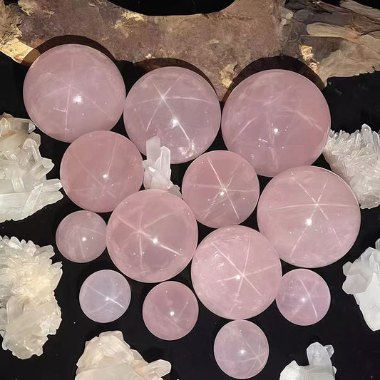 Natural Rose Quartz Crystal Healing Ball Sphere with Stand