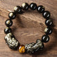 Obsidian × Tiger’s Eye × Dual Pi Xiu Energy Bracelet