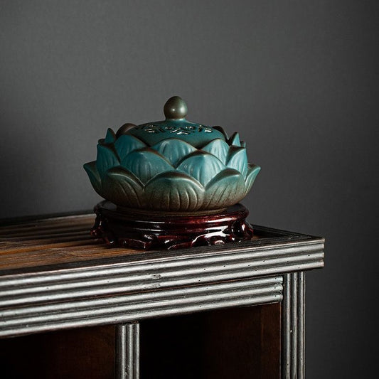 Porcelain Lotus Backflow Incense Burner