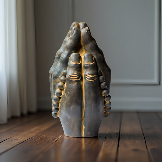 Praying Hands Sculpture with Prayer Beads Decor