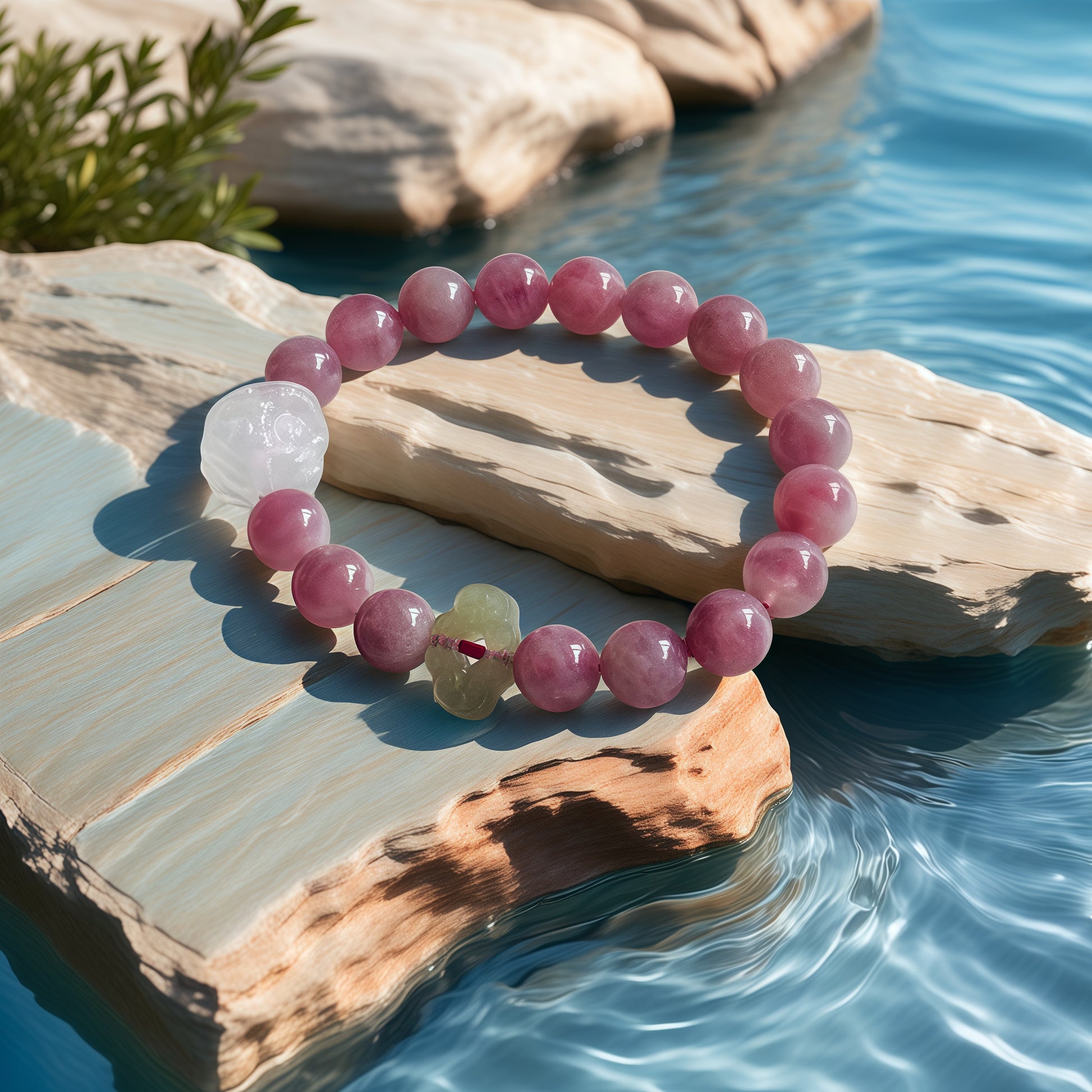 Rose Quartz × Nephrite × Selenite Bracelet