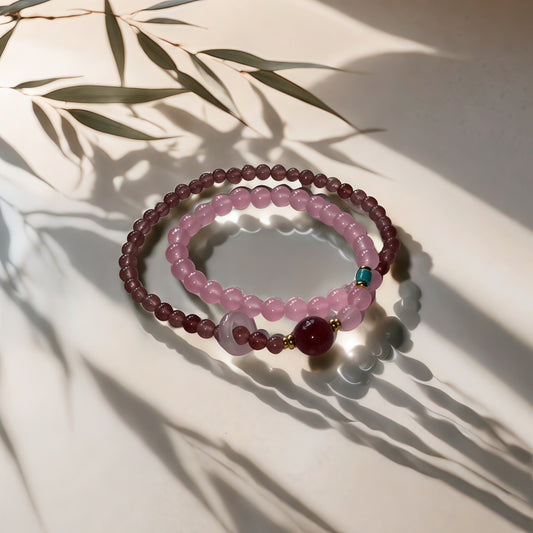 Rose × Strawberry Quartz Energy Bracelet