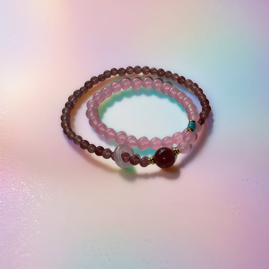 Rose × Strawberry Quartz Energy Bracelet