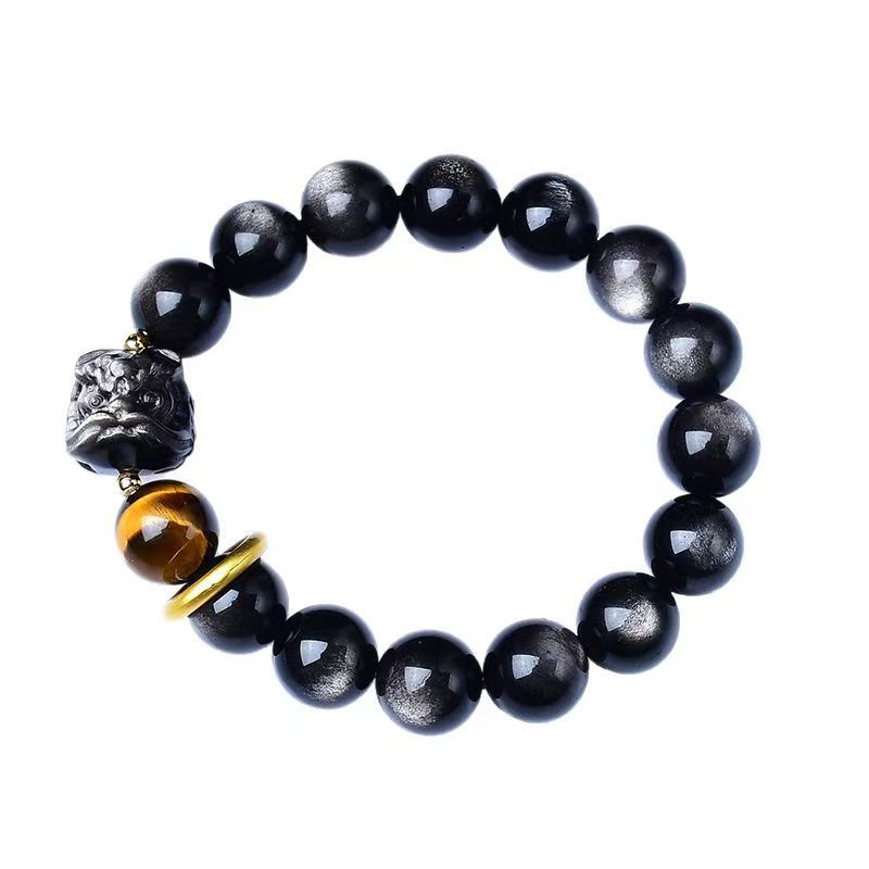 Silver Sheen Obsidian × Tiger’s Eye × Pi Xiu Energy Bracelet - Protection × Power