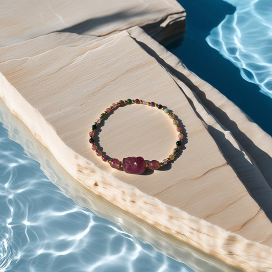 Strawberry Quartz Pi Xiu × Tourmaline Bracelet