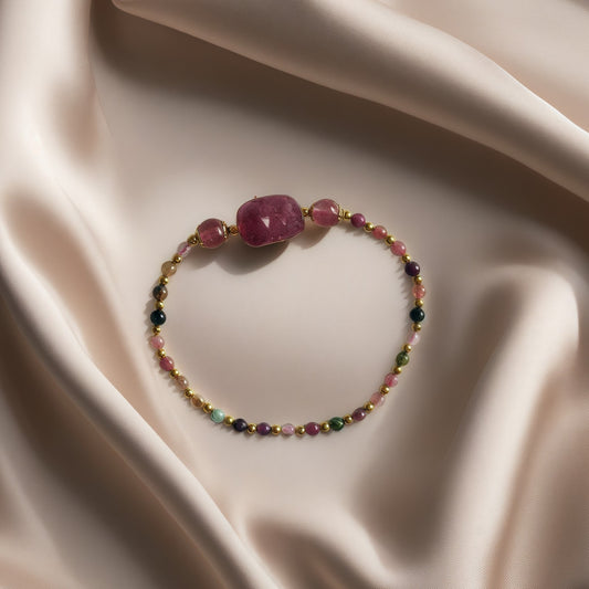 Strawberry Quartz Pi Xiu × Tourmaline Bracelet