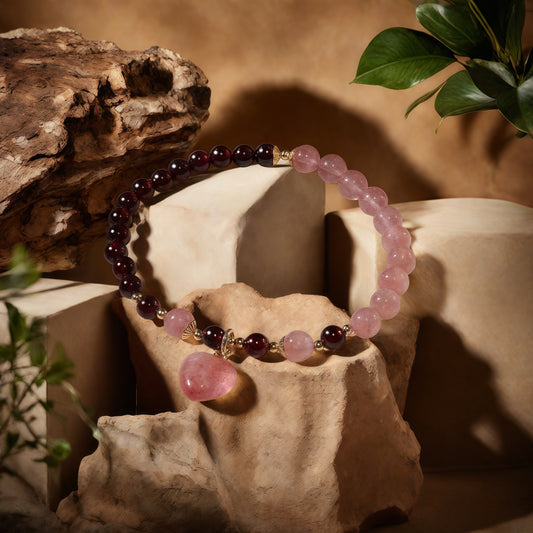 Strawberry Quartz × Garnet Love Bracelet