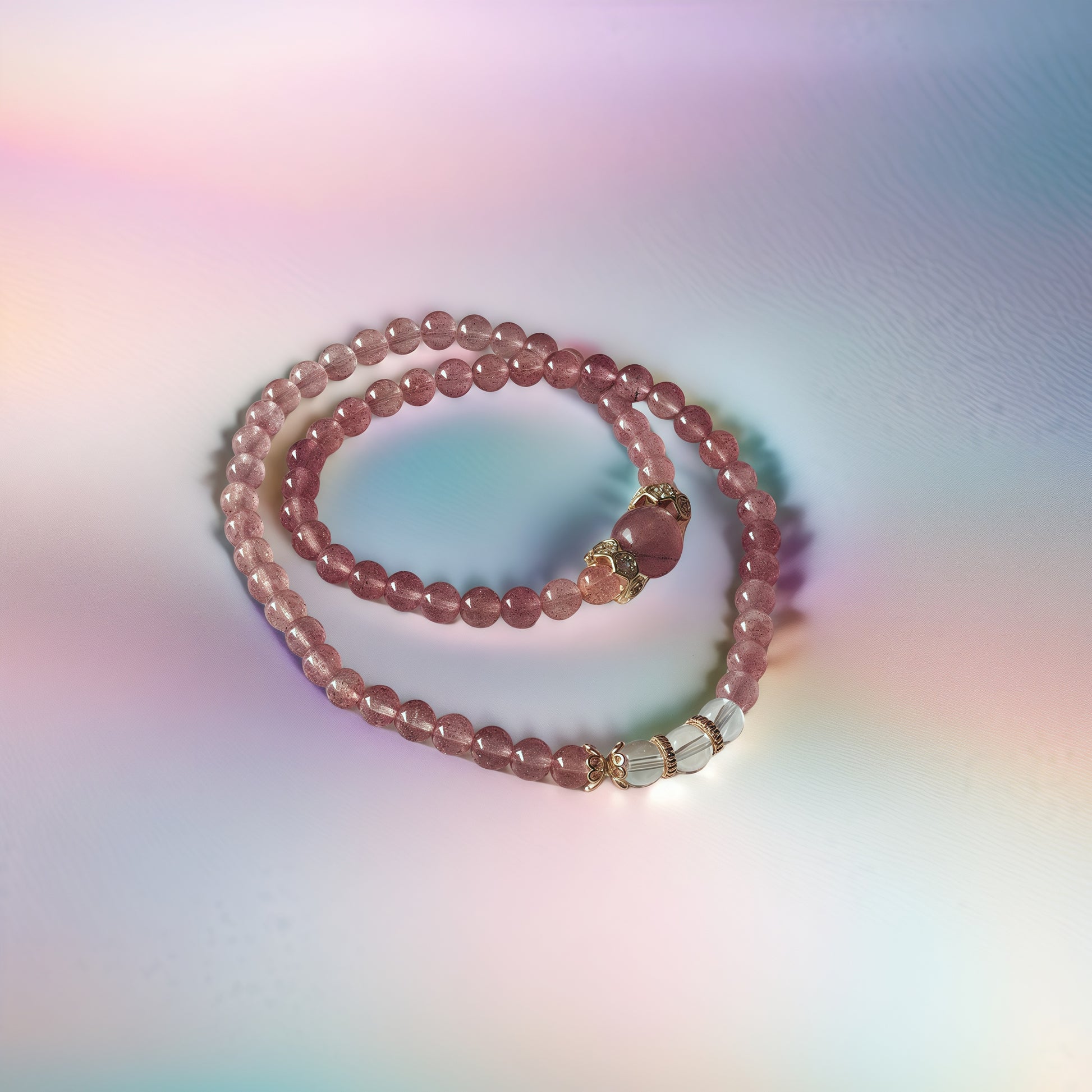 Strawberry × Clear Quartz Dual Energy Bracelet