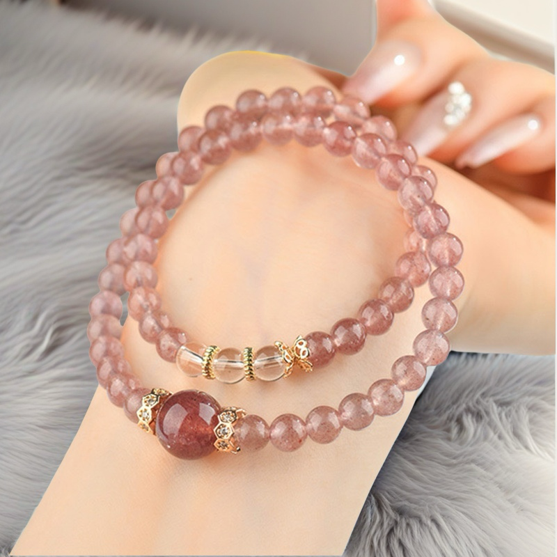 Strawberry × Clear Quartz Dual Energy Bracelet