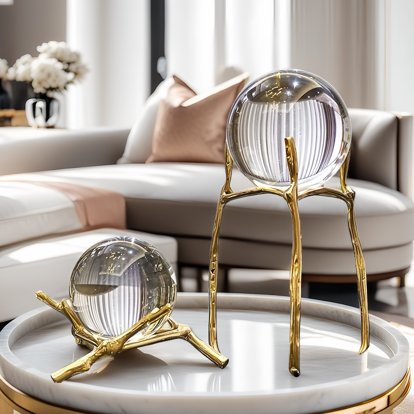 White Crystal Ball Decor - Meditation × Focus × Seeking tranquility