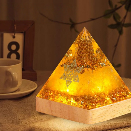 Yellow Crystal Pyramid Decor - Stone of Abundance